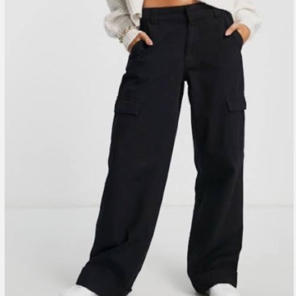 Vintage Wrangler Black Relaxed Boyfriend Fit Straight Leg Cargo Pants 14